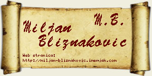 Miljan Bliznaković vizit kartica